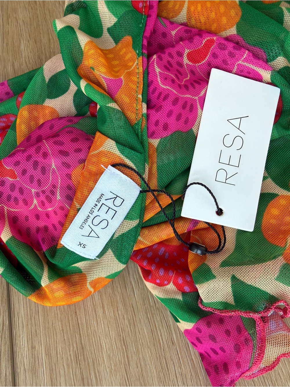 RESA Floral Halter Dress in Pink, Orange & Green - Picture 2 of 3